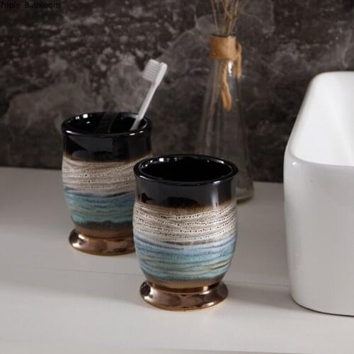 Creative Pattern Ceramic Toothbrush Holder Pen Holder Toothbrush Toothpaste Storage Display Stand Kitchen Bathroom Supplies