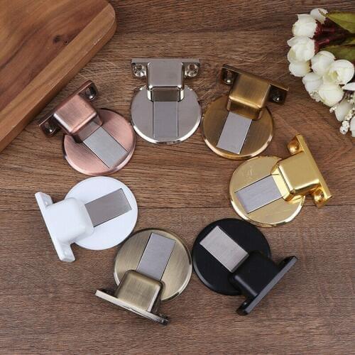 1PC Strong Magnetic Door Stop Holder Stainless Steel Floor Mount Self Adhesive Door Stopper Anti-corrosion Household hardware