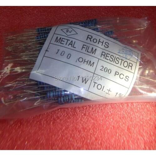200pcs100R 1W 1% metal film resistor resistors dip Best quality