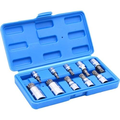 10Pcs XZN Triple Square Spline Bit Socket Set 3/8" 1/4" 1/2" Drive Metric 4mm to 18mm