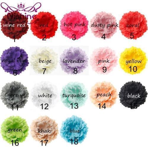 Nishine 20pcs/lot 4.8" 18 Colors Chic Peony Flower For DIY Hair Accessories Artificial Fabric Flowers For Headband Hair Clips