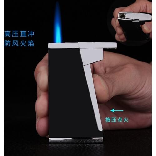 2020 New Windproof Gas Inflatable Cigarette Cigar Jet Troch Lighter Brand Luxury Metal Butane Lighter Creative Flame Refillable