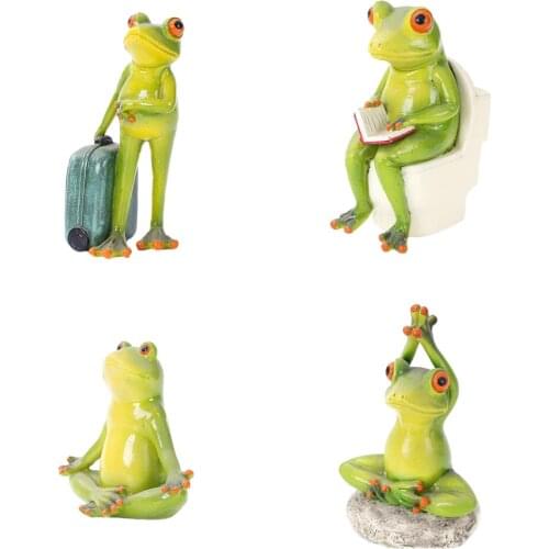 Novelty Frog Figurines Resin Crafts Frog Sculpture Statue Creative Fun Resin