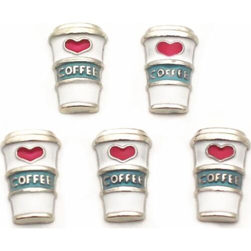 New Arrival 12pcs/lot Charms coffee cup Floating Charms for Floating Memory charms Lockets DIY Jewelry
