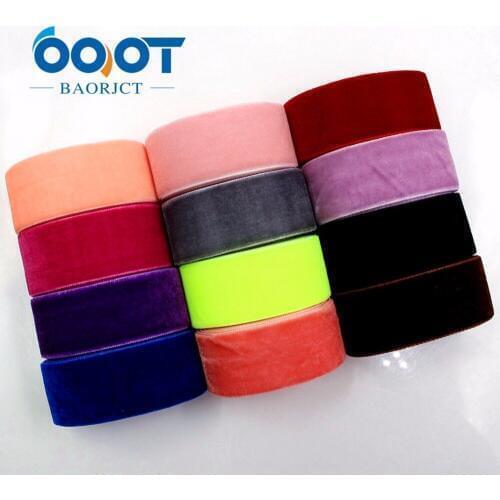 OOOT BAORJCT 1712305 25 mm 10 yards Solid color Flocking Thermal transfer Printed grosgrain Wedding Accessories DIY material
