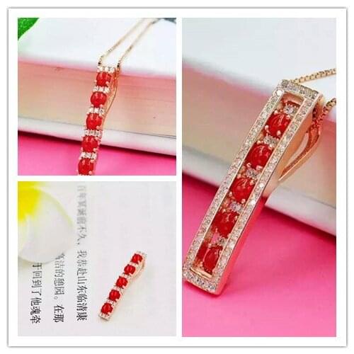 Natural red coral pendant S925 silver Natural gemstone Pendant Necklace trendy Two wear array women girl party fine jewelry