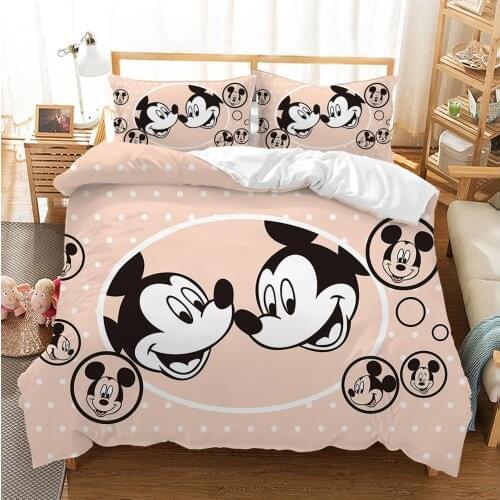Disney Mickey Minnie 3D Printed Bedding White Black Bedroom Decoration Duvet Quilt Cover Pillowcase Adult Children Home Textile