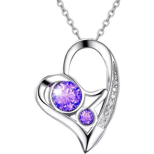 Luxury 925 sterling silver Simple Heart Pendant Zircon Pendant Necklaces for Women Girl Fashion Choker Necklace Jewelry