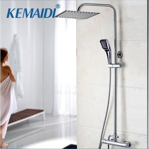 KEMAIDI Bathroom Thermostatic Bathtub Shower Water Tap Faucet Mixer Tap 8-16 Inch Rainfall Shower Head Shower Set