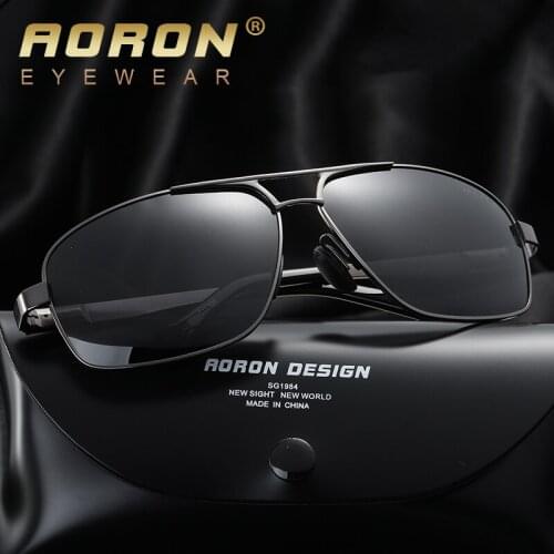 2019 AORON Brand Men Polarized Sunglasses Classic Design Sun glasses Defending Coating Lens Goggles Fashion Leisure Shades