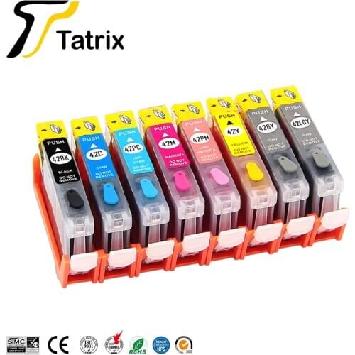 Tatrix New Compatible refillable ink cartridge CLI-42 CLI42 for Canon PIXMA Pro-100 100S printer,Disposable chip