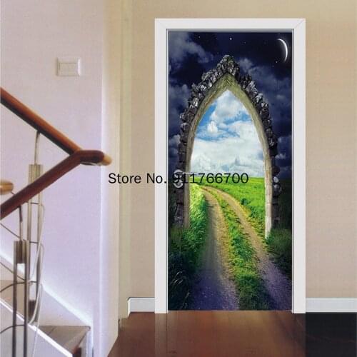 Three-dimensional Arch Door Sticker Self Adhesive Waterproof Wallpaper Home Decor Living Room Bedroom Decal Custom Size/77*200cm