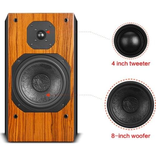 200W High-power 8-inch HiFi Bookshelf Speakers Home Theater Fever Subwoofer Audio Monitor Desktop Front Speakers 8 Ohms