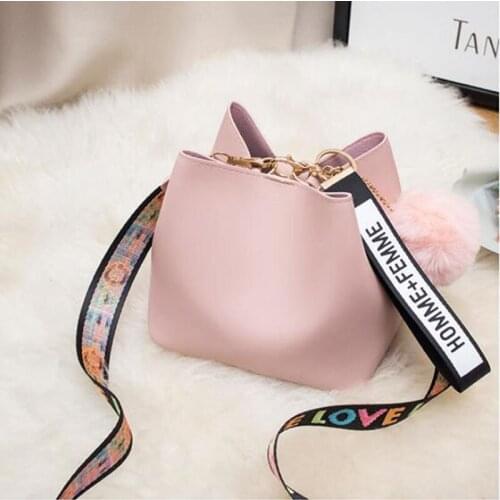 Women Bag With Colorful Strap Bucket Bag Women PU Leather Shoulder Bags Brand Designer Ladies Crossbody Messenger Bags 2021
