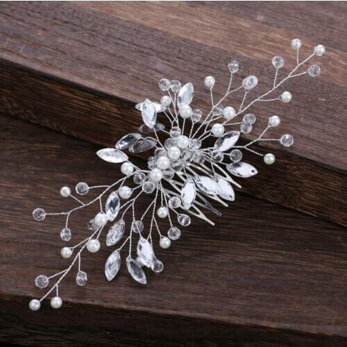 Pearl Women Hair Combs Wedding Hair Accessories Hair Pin Rhinestone Tiara Bridal Clips Crystal Crown Bride Hair Jewelry