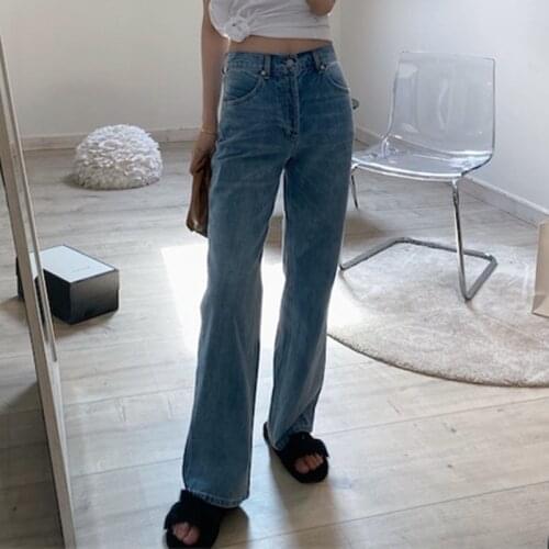 Fashion Women Straight Jeans Pants High Waist Casual 2021 New