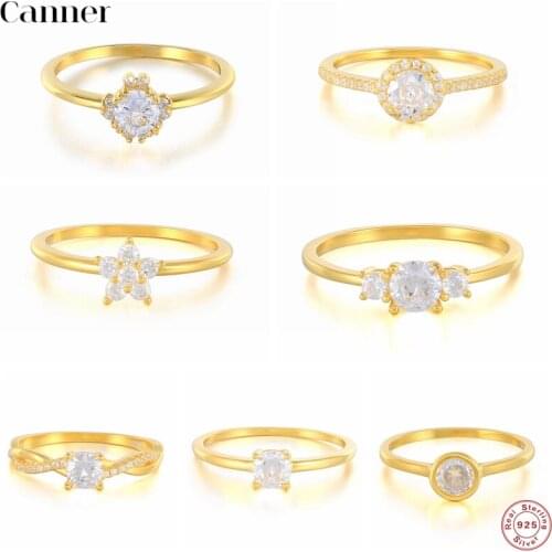 Canner Big Zircon Luxury Cute Sweet Art Real 925 Sterling Silver Female Rings Resizable Wedding Rings For Women Fine Jewelry