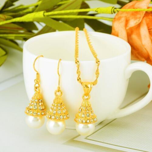 Gold Color Ethiopian Jewelry Eritrea Habesha Sudan set African Bridal Wedding Earring Pearl Ball Earring Arab for Women