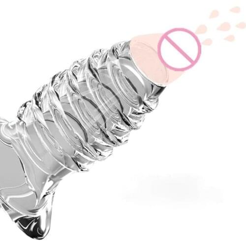 1Pcs Delay Ejaculation Adult Products Sex Toys for Men Dildo Enlargement Penis Sleeve Cock Ring Penis Erection Reusable Condom