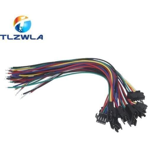 100PCS JST SM 2/3/4/5/6Pins 2.54MM Plug Male to Female Wire Connector cable pigtail Plug LED Connecting line 20cm Long