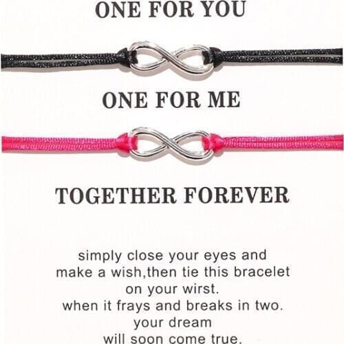 2 Pcs Pinky Promise Bracelets Friendship Couple Distance Matching Bracelet Gift for Best Friend Teen Jewelry