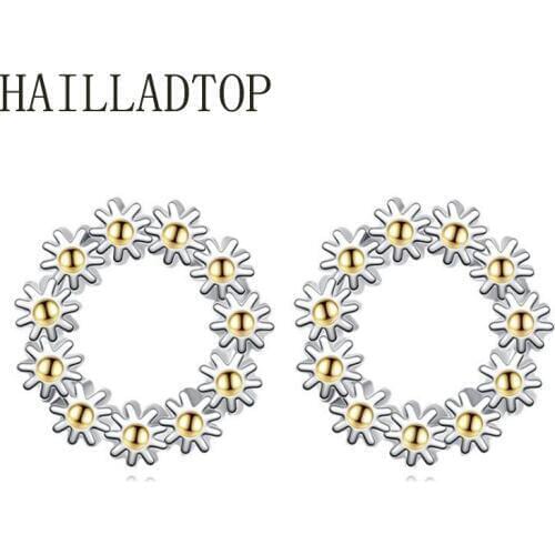 2021 Sunflower Silver Stud Earrings Jewelry Flower Earrings Pendientes Brincos Cute Ear Stud Bijoux Earrings Wholesale