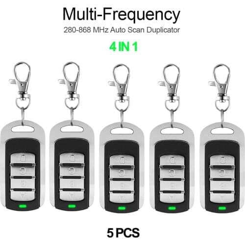 5pcs Garage Remote Control Gate Door Opener 4 IN 1 Command Garage Fixed Rolling Code Duplicator 287 315 390 433 868 MHz Newest