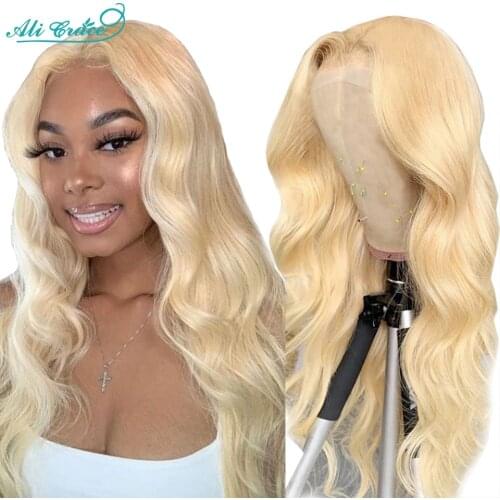 Blonde 613 Body Wave Lace Closure Wig Brazilian Pre Plucked 5x5 Closure Wigs for Black Women Ali Grace Blonde 613 Color Hair Wig