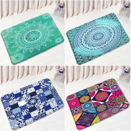Bohemian Mandala Bath Mats Creative Design Geometric Ethnic Flowers Door Pad Room Floor Mat Non-slip Bathroom Carpet Foot Rugs