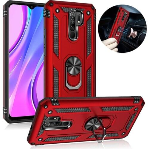 For Xiaomi Redmi 9Power Case Shockproof Armor Silicone Metal Ring Cover For Redmi 9 9A 9C 10X Holder Protection Phone Cases