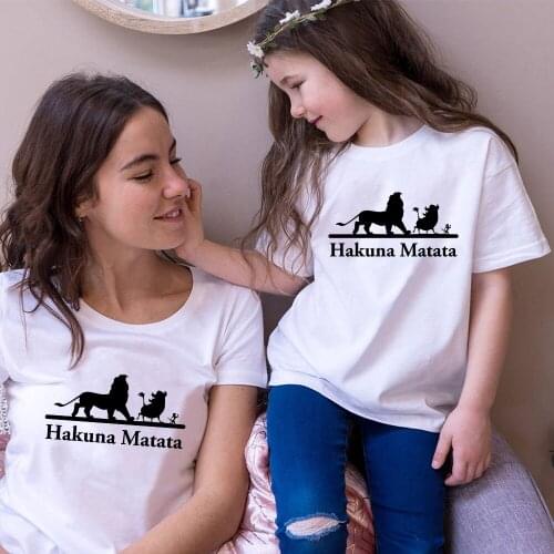 Harajuku Baby Kids Clothes Cartoon The Lion King Tshirt Summer Mom and Daughter Son Tee Shirt HAKUNA MATATA T shirt Family Look