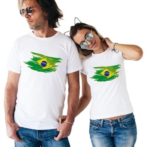 Brazil Flag Printing Sleeve T Shirts for Love Brazil Flag Valentines Day Gift Couple T-Shirt Shirt Lovers Tshirt graphic tee