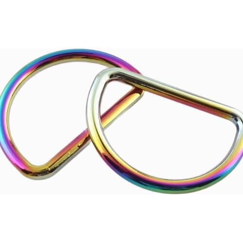 ID: 40mm D Ring Rainbow Zinc Alloy Loops Strap Buckle Hook Charm Making Hardware Jewelry Purse Handbag Bag DIY Accessories