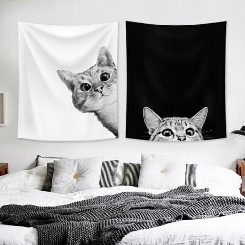 Ins Hanging Cloth Cute Cat Space Cartoon Background Cloth Wall Decor Bedroom Decorative Tapestry Wall Hanging Bedside Background