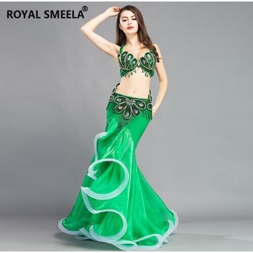 Belly Dance clothes set Shell Flower Fishtail skirt quality bra 2pcs set professional Performance belly dancer costumes H4501