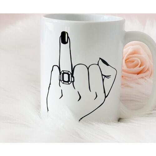 Ring finger mug wifey bride to be future mrs wedding engagement Bachelorette hen Party Bridal Shower decoration present gift