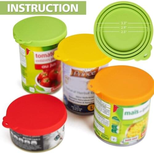 Pet Food Can Covers Universal Silicone Jars Can Fruits Seal Lids 4 Pack Reusable Food Storage Keep Fresh Hot Kitchen Supply
