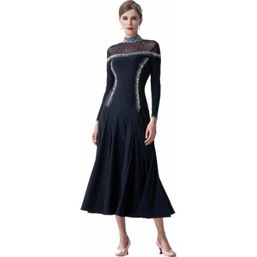 M-19392 Wholesale modern dance dress long sleeve ballroom training dress high quality smooth practice dress for sale