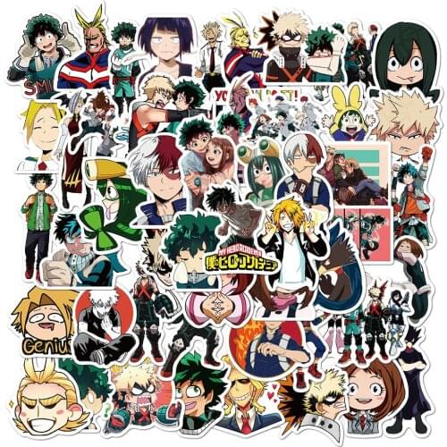 10/50pcs My Hero Academia Stickers Suitcase Laptop Skateboard Izuku Midoriya Might Boku No Hero Academia Anime Character Decals