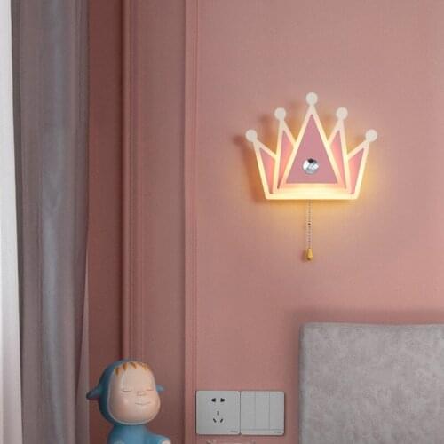Nordic Wall Lamp Childrens Princess Room Bedside Lamp Crown Heart-shaped Led Simple Modern Creative Butterfly Bedroom