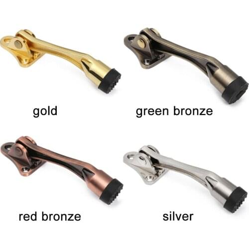 Kick Down Door Stopper Zinc Alloy Lever Door Holder Catcher Rubber Buffer Wall Floor Mounted Stopper Home Door Holder