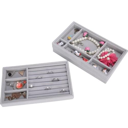 3Pcs Fashion Drawer Velvet Jewelry Storage Tray Earring Holder Necklace Ring Display Organizer Bracelet Case Rack Stand Gift Box