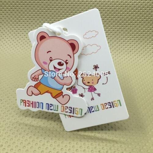 Custom shape cutting tags/kids clothing paper hang tag/garment tags printing/clothing printed labels/clothing woven labels logo