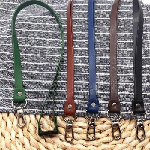 Simple Solid Color Pu Mobile Phone Strap Student Keyring MP3 MP4 USB For Employee Neck Strap Safety Breakaway Lanyard