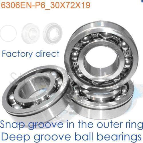 30mm Diameter Deep groove ball bearings 6306 EN/P6 30mmX72mmX19mm Open ABEC-3 Snap groove CNC,Motors,Machinery,AUTO,Motorcycles