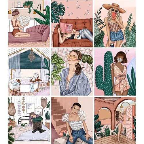 Frame DIY Painting By Numbers Korean Pictures Characters Pictures Modern Wall Art Picture By Number For Home Decor Diy Art