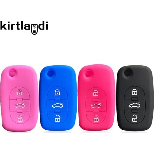 3 Button Silicone Car Key Fob Cover Case for Audi A1 A2 A3 S3 A4 b6 S4 A6 c5 S6 RS6 A8 TT Allroad Flip Folding Remote Key Holder