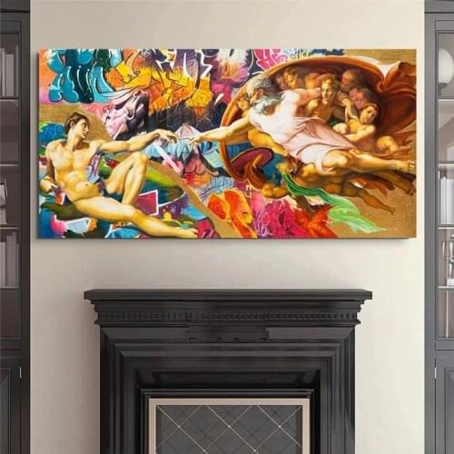 Creation of Adam Graffiti Art Canvas Posters and Prints Street Art Paintings on The Wall Art Pictures for Living Room Decor