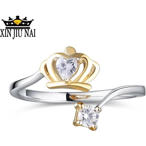 Wedding Jewelry Finger Crystal Heart Crown Open Rings For Women New Lover Cubic Zirconia Ring Female Engagement Party Wholesale