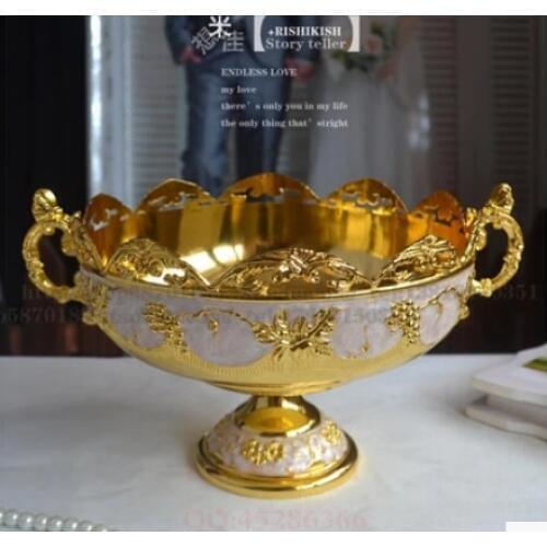 Fruit bowl plate bowl home ktv CANDY BOWL metal fruit gold black bowl Continental carved luxury home decor serving tray SG017